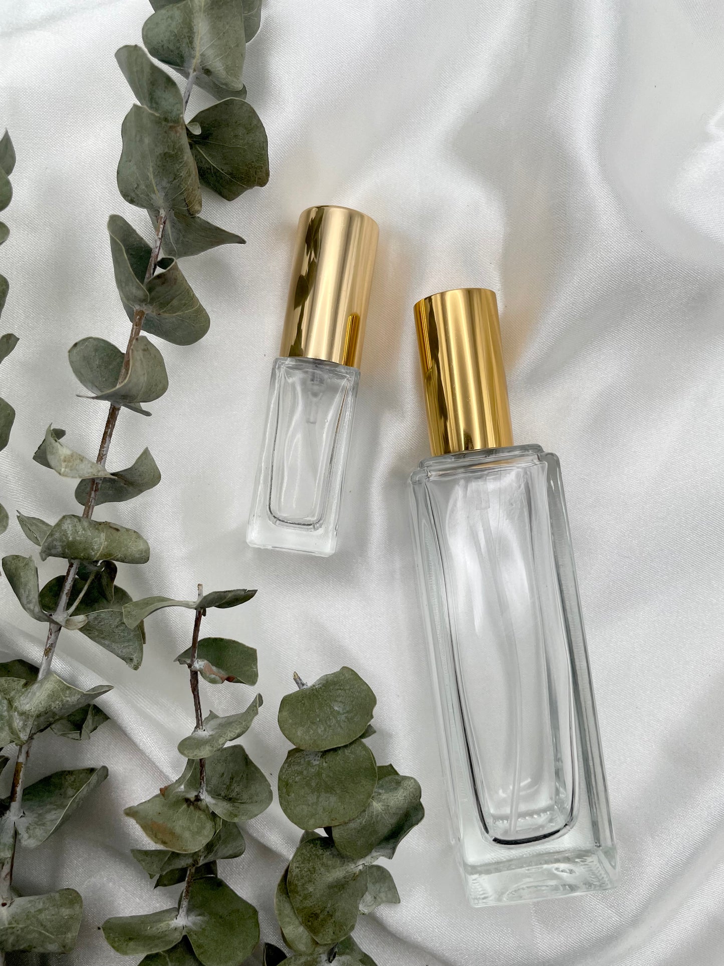 Gold Clear Glass Essential Oil Perfume Set || 10mL Perfume Spray Bottle & 30mL Perfume Spray Bottle