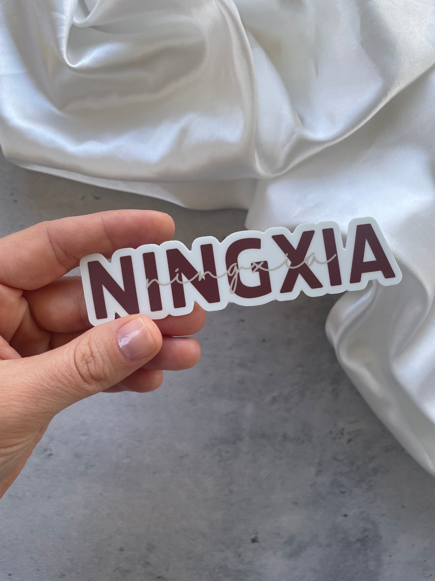 NINGXIA Sticker (with tan cursive) || Waterproof Dishwasher Safe Premium Vinyl Sticker