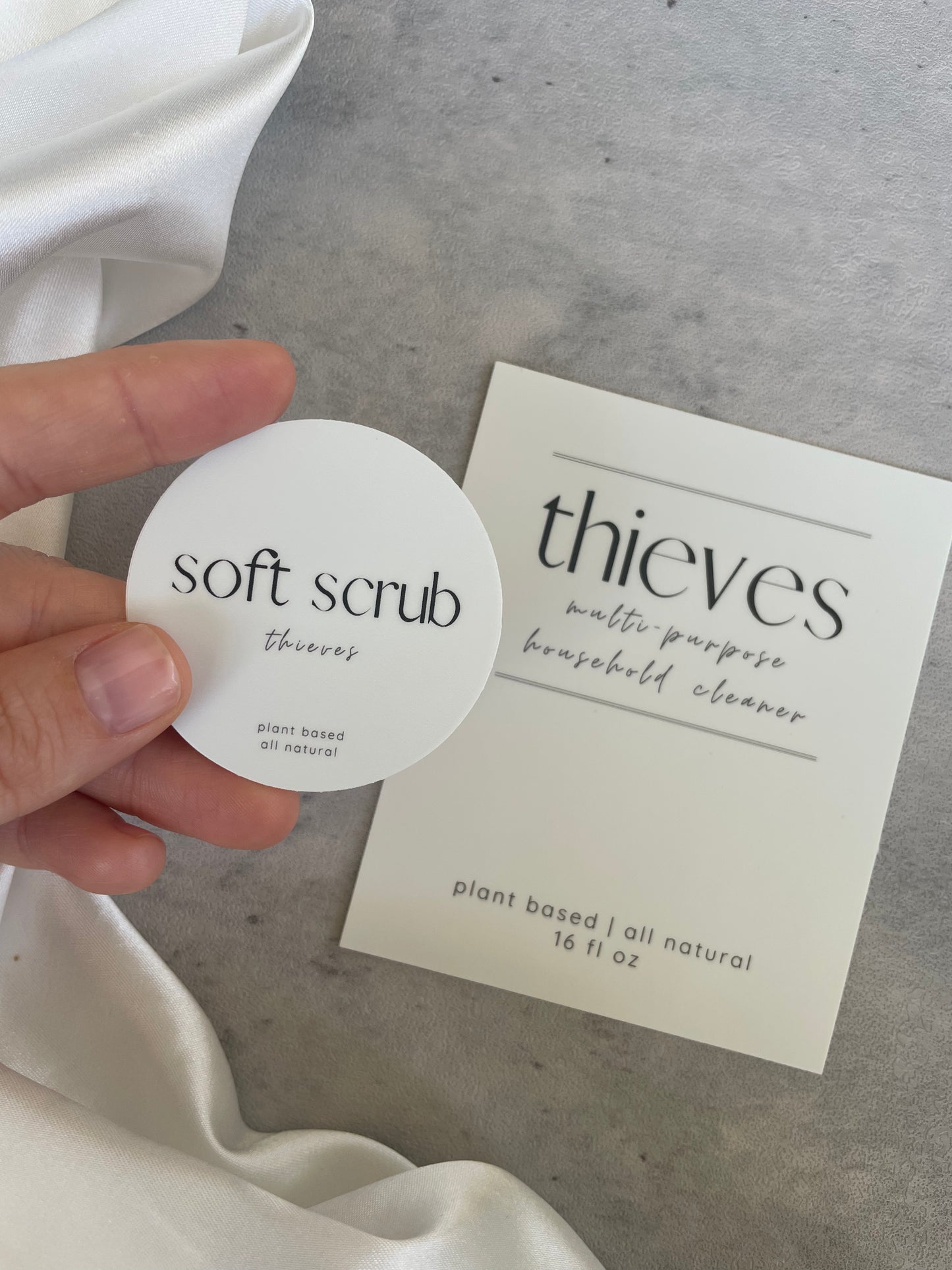 Thieves Cleaner & Soft Scrub Labels Only || Waterproof Dishwasher Safe Premium Vinyl Label